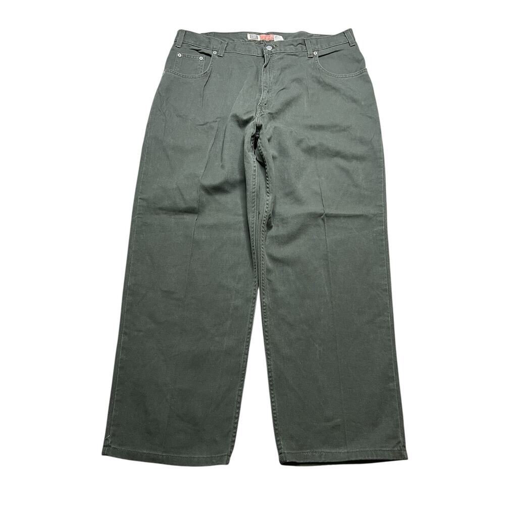 Vintage 80s Faded Glory Utility Work Pants Green Denim‎ Canvas 40x30 (38x29)